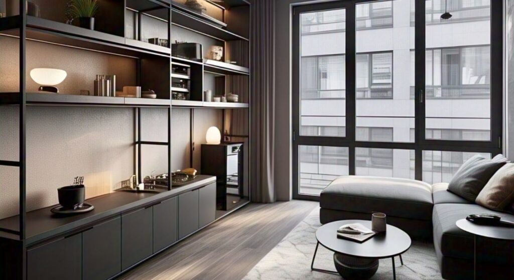 Decoração com estantes inteligentes para apartamentos pequenos