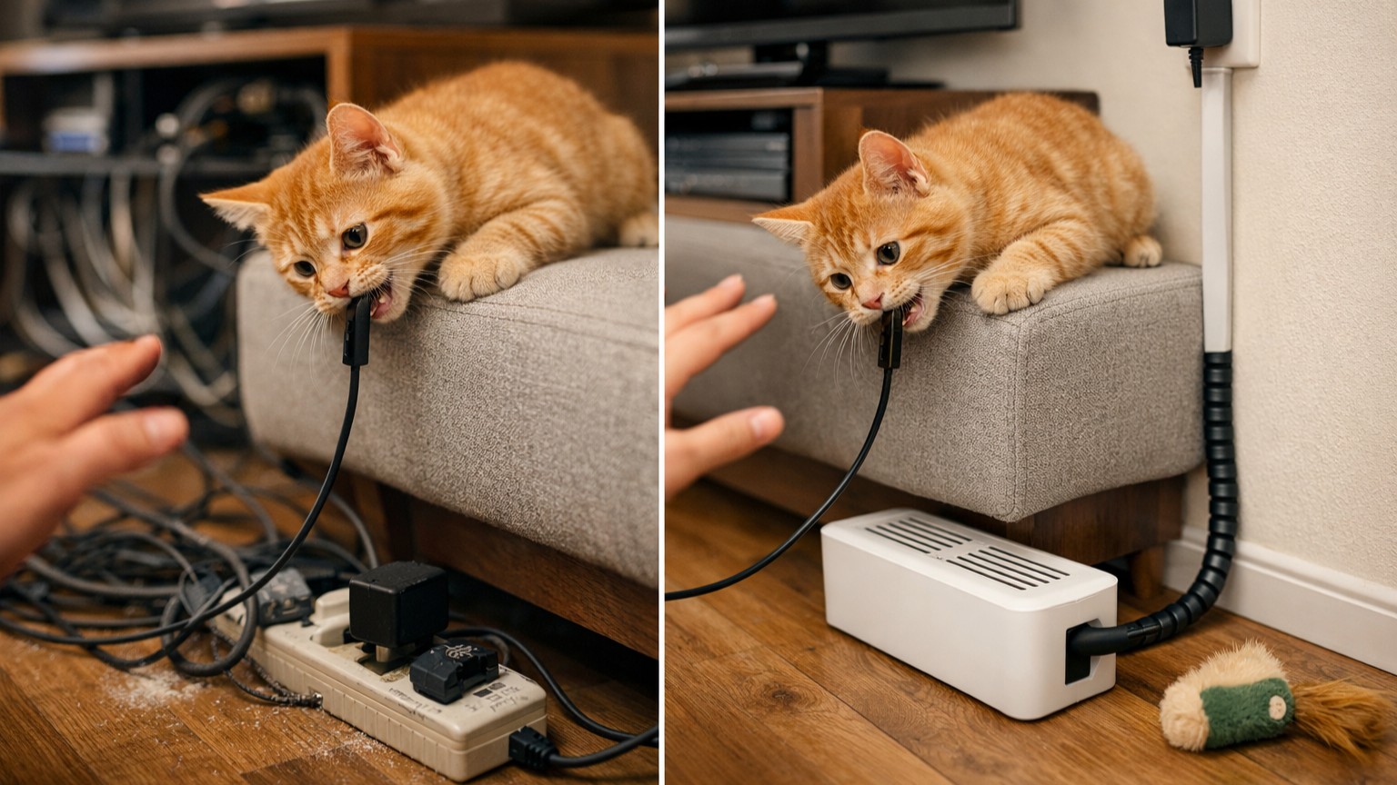 Fios expostos perigo pet: como organizar cabos para evitar choques e bagunça
